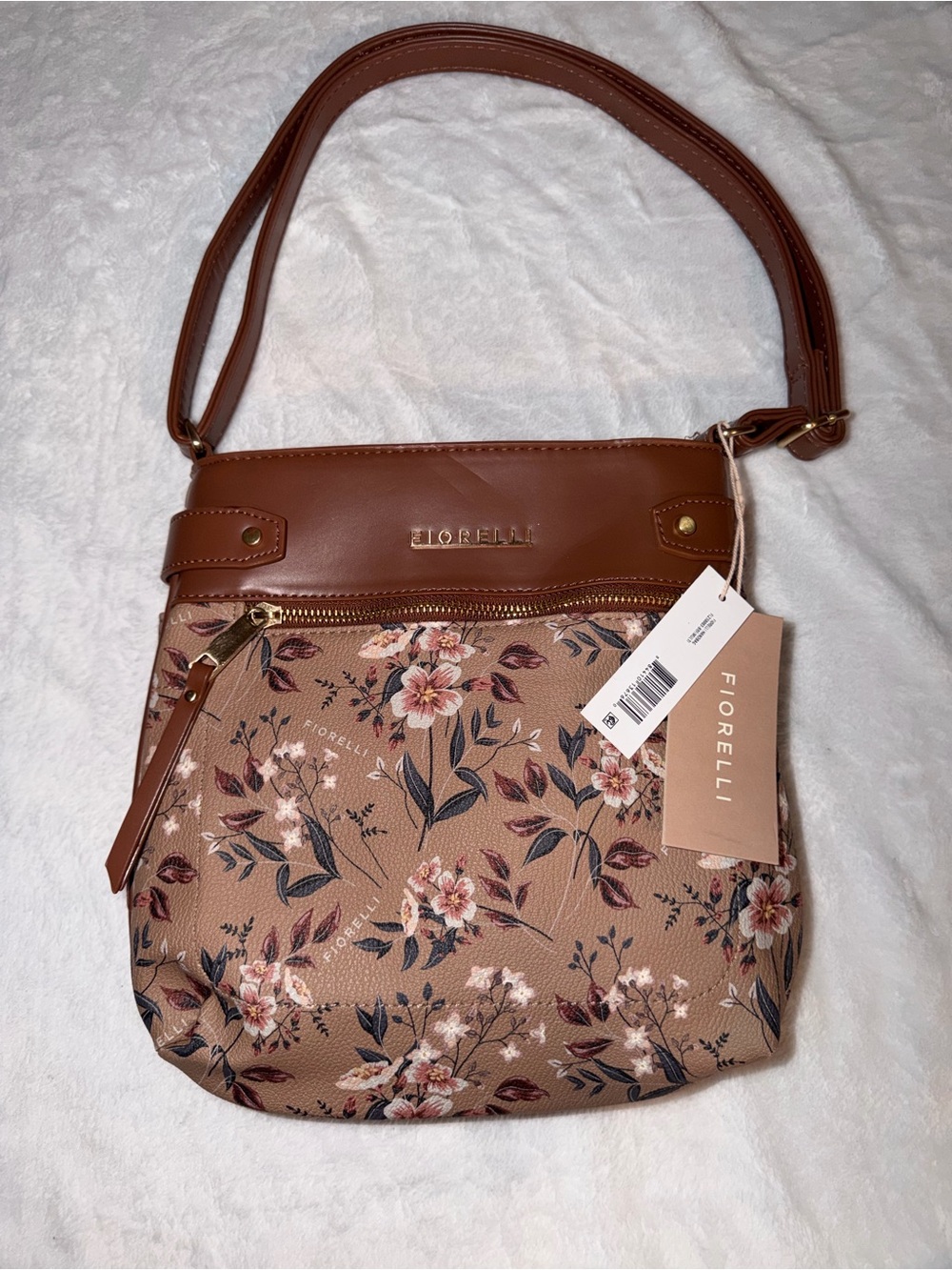 Fiorelli Lila Crossbody Handbag- NWT- Brown Floral Pattern